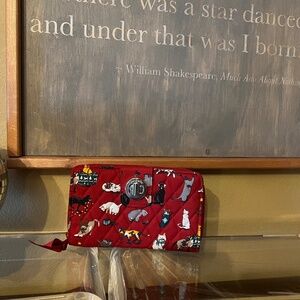 Vera Bradley Holiday Cats Turnlock Wallet